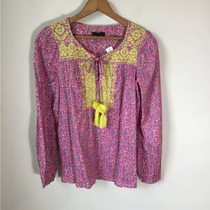J. Crew Embroidered Cotton Voile Top in Block‎ Print